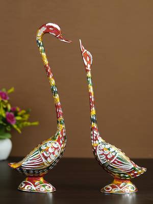 eCraftIndia 14 Inch Coloful Kissing Swan Couple Handcrafted DECORative Figurine 1