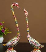 eCraftIndia 14 Inch Coloful Kissing Swan Couple Handcrafted DECORative Figurine