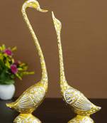 eCraftIndia 14 Inch Golden Kissing Swan Couple Handcrafted DECORative Figurine