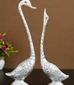 eCraftIndia 14 Inch Silver Kissing Swan Couple Handcrafted DECORative Figurine