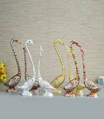 eCraftIndia Set of Four 14 Inch Silver Kissing Swan Couple Handcrafted DECORative Figurine