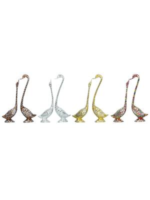 eCraftIndia Set of Four 14 Inch Silver Kissing Swan Couple Handcrafted DECORative Figurine 3