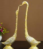 eCraftIndia 16 5 Inch Golden Kissing Swan Couple Handcrafted DECORative Figurine