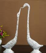 eCraftIndia 16 5 Inch Silver Kissing Swan Couple Handcrafted DECORative Figurine