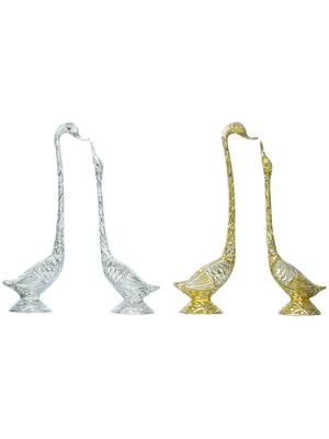 eCraftIndia Set of Two 16 5 Inch Silver Kissing Swan Couple Handcrafted DECORative Figurine 3