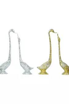 eCraftIndia Set of Two 16 5 Inch Silver Kissing Swan Couple Handcrafted DECORative Figurine