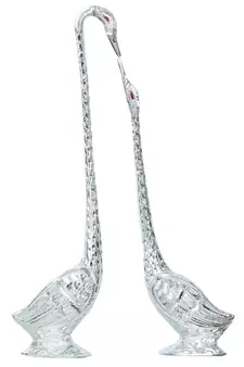 eCraftIndia 19 Inch Silver Kissing Swan Couple Handcrafted DECORative Figurine