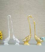 eCraftIndia Set of Two 19 Inch Silver Kissing Swan Couple Handcrafted DECORative Figurine