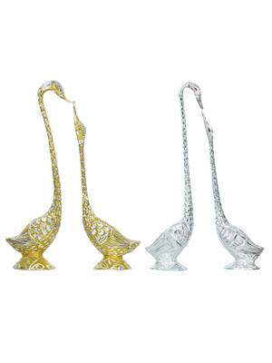 eCraftIndia Set of Two 19 Inch Silver Kissing Swan Couple Handcrafted DECORative Figurine 3