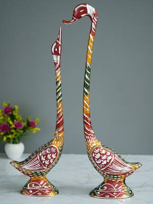 eCraftIndia 22 Inch Coloful Kissing Swan Couple Handcrafted DECORative Figurine 1