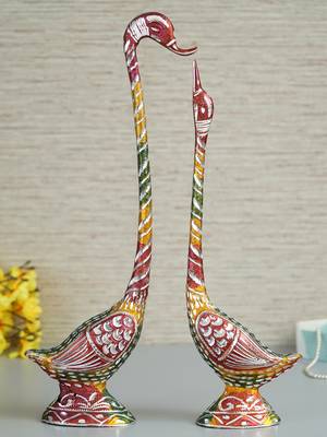 eCraftIndia 22 Inch Coloful Kissing Swan Couple Handcrafted DECORative Figurine 2