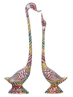 eCraftIndia 22 Inch Coloful Kissing Swan Couple Handcrafted DECORative Figurine 3