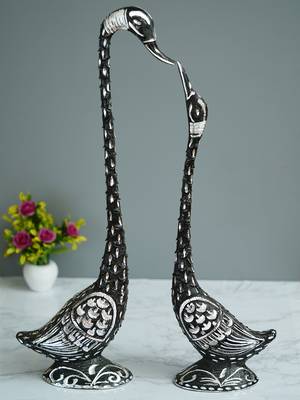 eCraftIndia 24 Inch Black Kissing Swan Couple Handcrafted DECORative Figurine 1