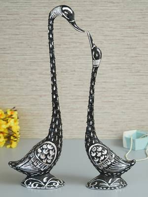 eCraftIndia 24 Inch Black Kissing Swan Couple Handcrafted DECORative Figurine 2