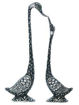 eCraftIndia 24 Inch Black Kissing Swan Couple Handcrafted DECORative Figurine 3