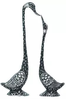 eCraftIndia 24 Inch Black Kissing Swan Couple Handcrafted DECORative Figurine