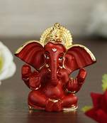 eCraftIndia Gold Plated Red Siddhivinayaka Ganesha DECORative Showpiece for Home Temple Office Car Dashboard