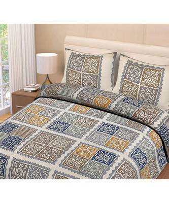 multicolor cotton abstract print bedsheet with pillow covers 4