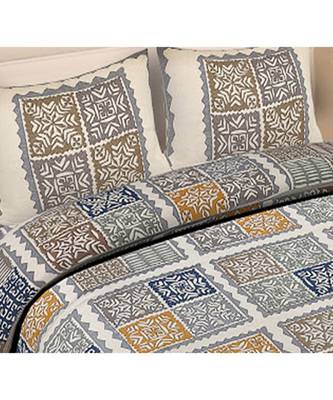 multicolor cotton abstract print bedsheet with pillow covers 5