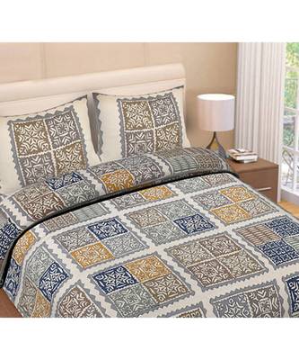 multicolor cotton abstract print bedsheet with pillow covers 1
