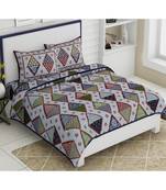 multicolor cotton abstract print bedsheet with pillow covers