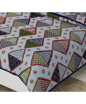 multicolor cotton abstract print bedsheet with pillow covers 4