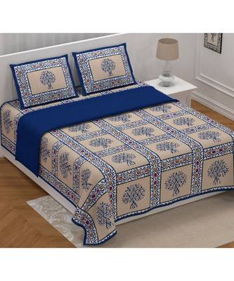 multicolor cotton abstract print bedsheet with pillow covers 1