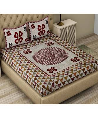 multicolor cotton abstract print bedsheet with pillow covers 1