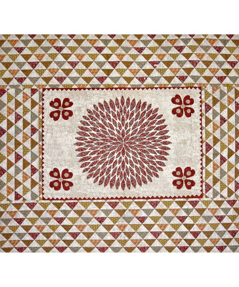 multicolor cotton abstract print bedsheet with pillow covers