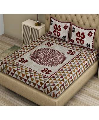 multicolor cotton abstract print bedsheet with pillow covers 4