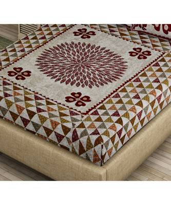 multicolor cotton abstract print bedsheet with pillow covers 5