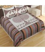 multicolor cotton abstract print bedsheet with pillow covers