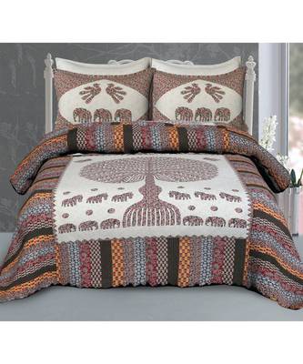 multicolor cotton abstract print bedsheet with pillow covers 2