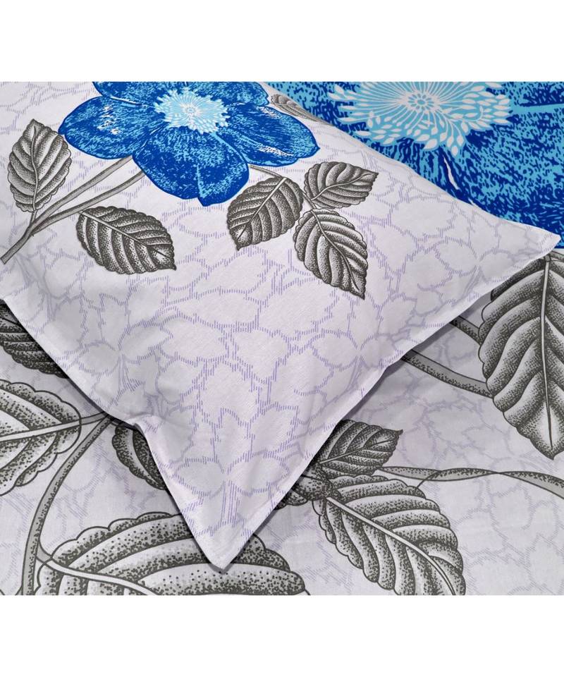 multicolor cotton abstract print bedsheet with pillow covers