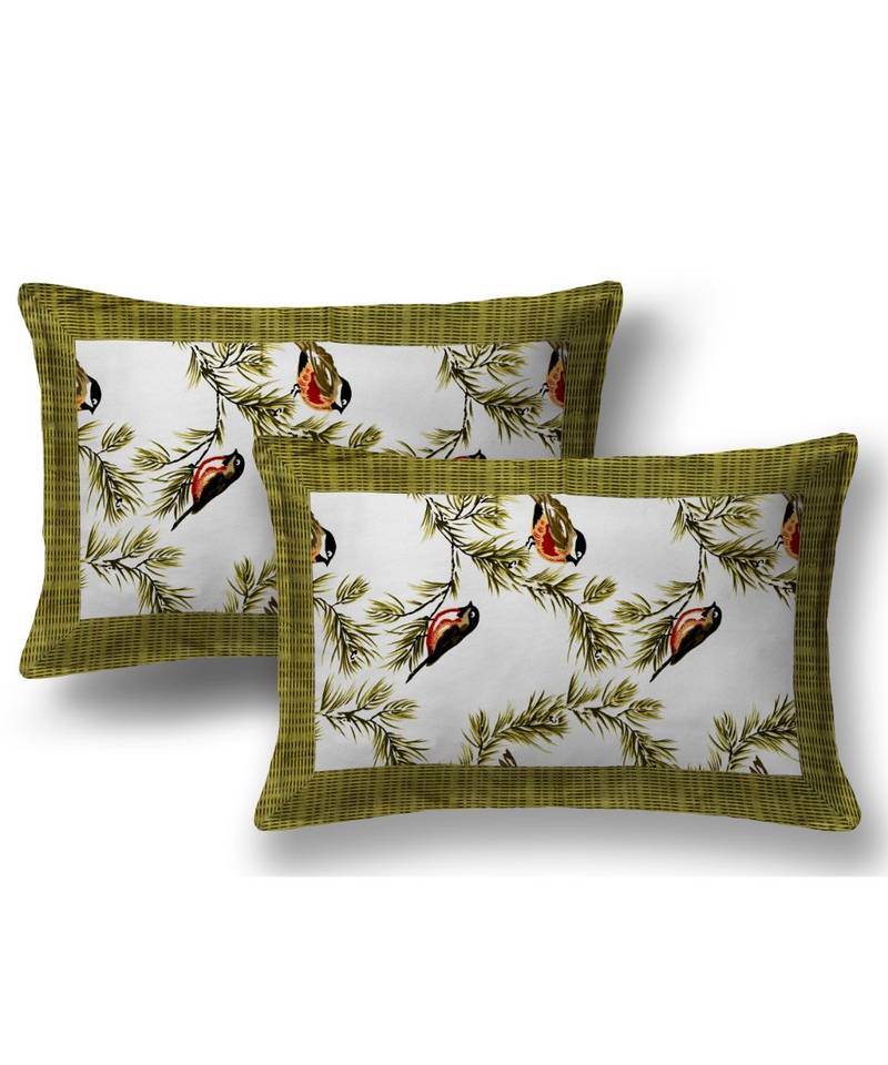 multicolor cotton abstract print bedsheet with pillow covers