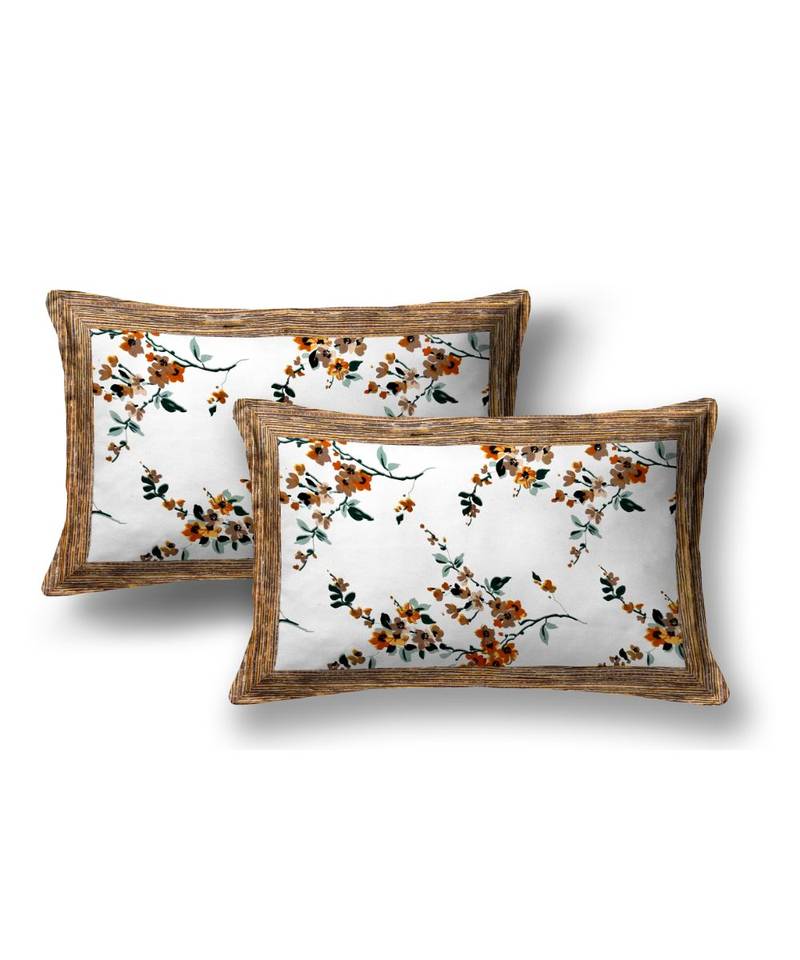 multicolor cotton abstract print bedsheet with pillow covers