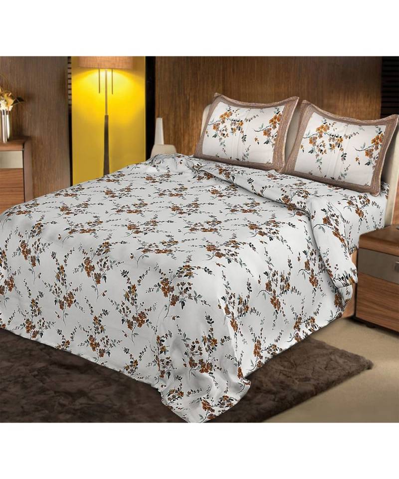 multicolor cotton abstract print bedsheet with pillow covers