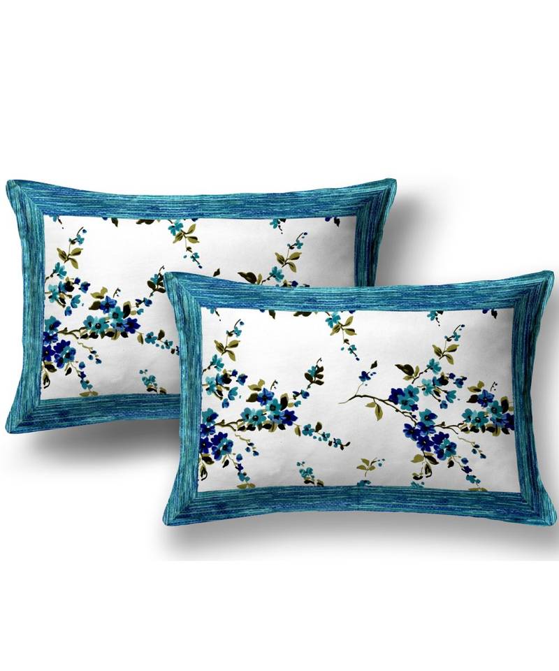 multicolor cotton abstract print bedsheet with pillow covers