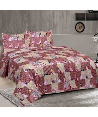 multicolor cotton abstract print bedsheet with pillow covers 1