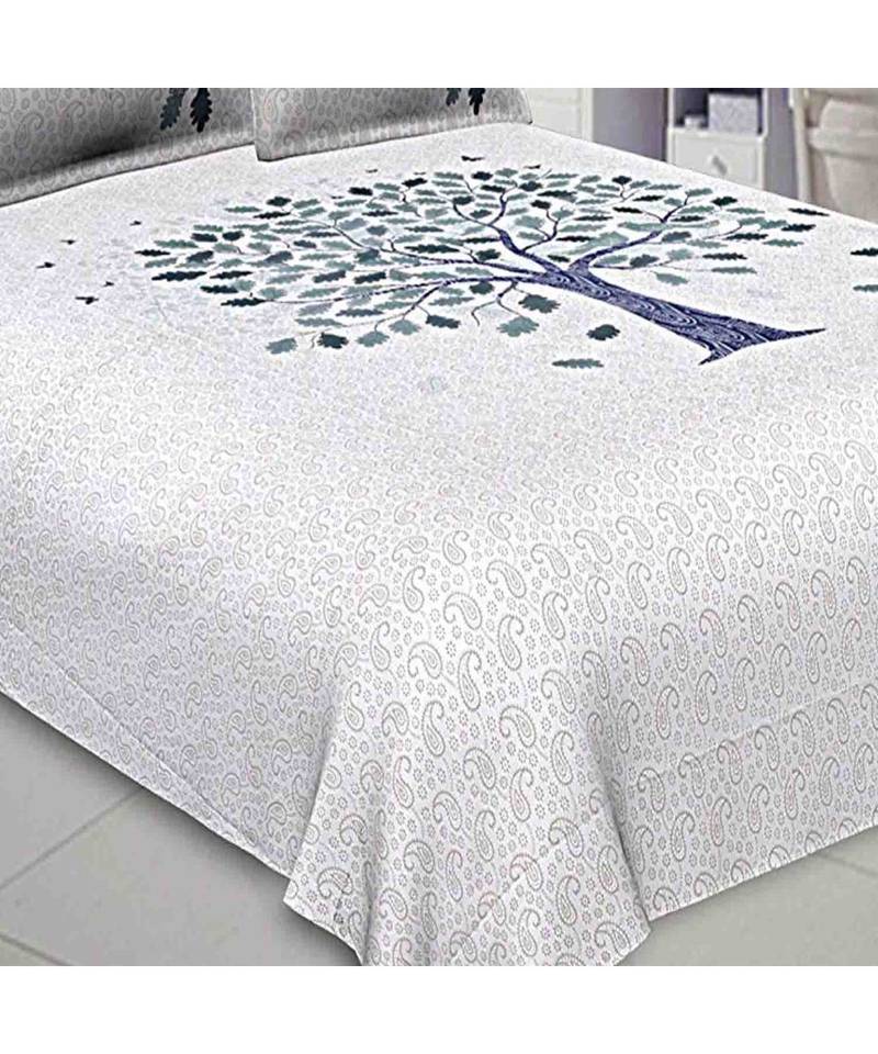 multicolor cotton abstract print bedsheet with pillow covers
