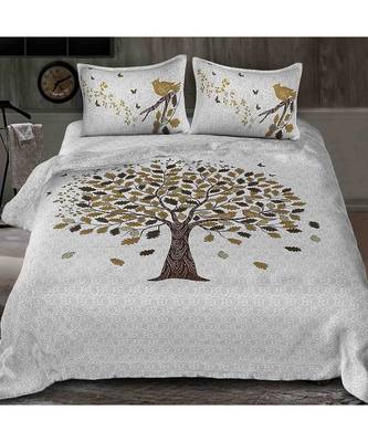 multicolor cotton abstract print bedsheet with pillow covers 1