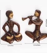 eCraftIndia Set of 2 Jugalbandi Musicians DECORative Brass Wall Hanging