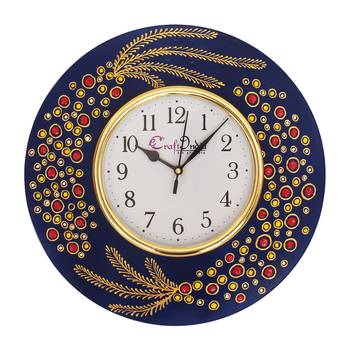 eCraftIndia Handcrafted Ethnic Theme Round Wooden Wall Clock 1