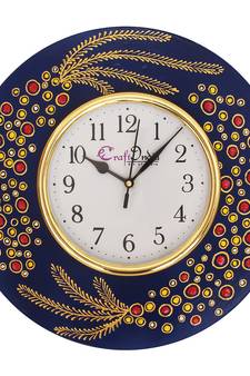 eCraftIndia Handcrafted Ethnic Theme Round Wooden Wall Clock