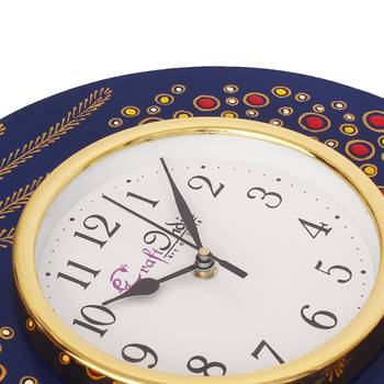 eCraftIndia Handcrafted Ethnic Theme Round Wooden Wall Clock 3