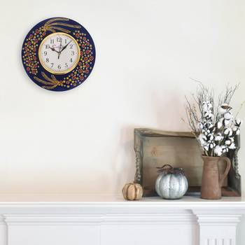 eCraftIndia Handcrafted Ethnic Theme Round Wooden Wall Clock 5