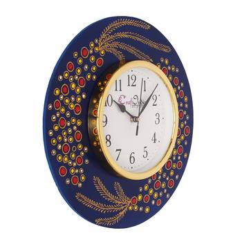 eCraftIndia Handcrafted Ethnic Theme Round Wooden Wall Clock 6
