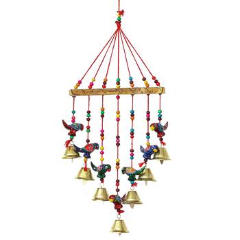 eCraftIndia Handcrafted DECORative Parrot Wall Door Window Hanging Bells 4