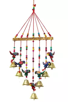 eCraftIndia Handcrafted DECORative Parrot Wall Door Window Hanging Bells