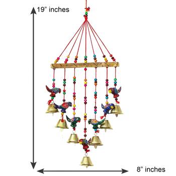 eCraftIndia Handcrafted DECORative Parrot Wall Door Window Hanging Bells 5